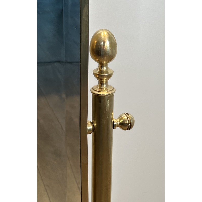 Brass Cheval Mirror Psyché | Vintage Neoclassical Standing Mirror