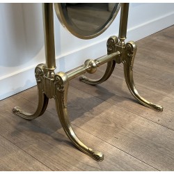 Brass Cheval Mirror Psyché | Vintage Neoclassical Standing Mirror