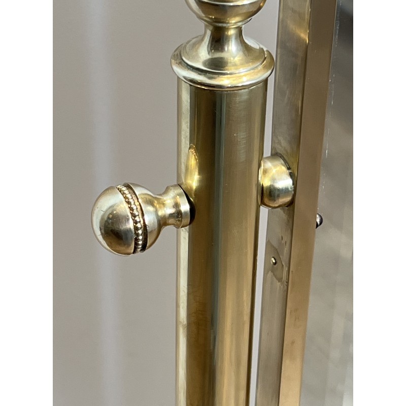 Brass Cheval Mirror Psyché | Vintage Neoclassical Standing Mirror