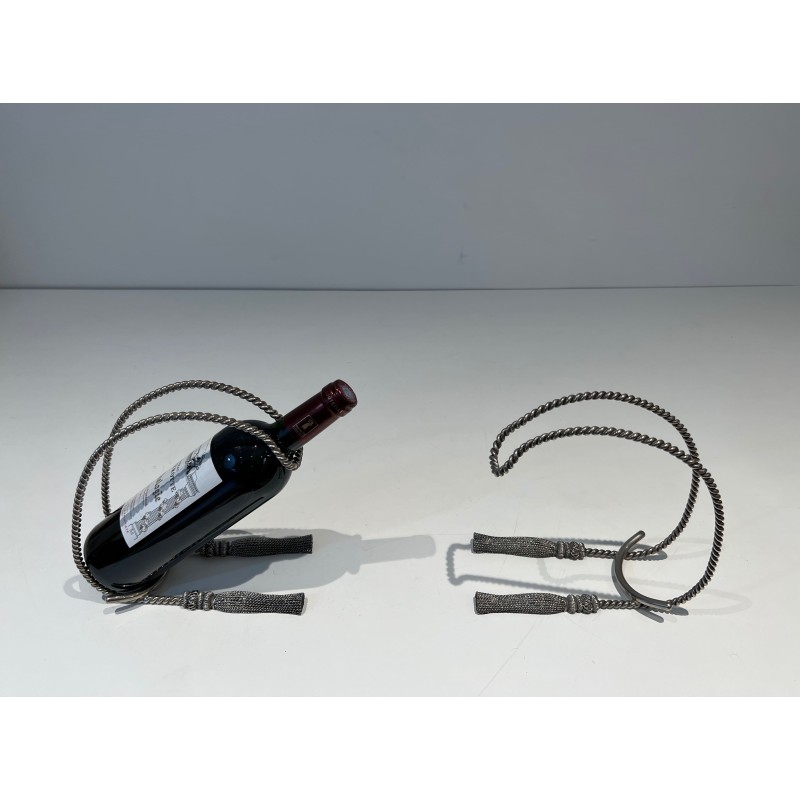 Silver-Plated Rope Bottle Holders | Maria Pergay Style 1970s