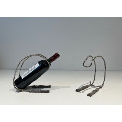 Silver-Plated Rope Bottle Holders | Maria Pergay Style 1970s