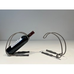 Porte-Bouteilles Métal Argenté Corde | Style Maria Pergay 1970
