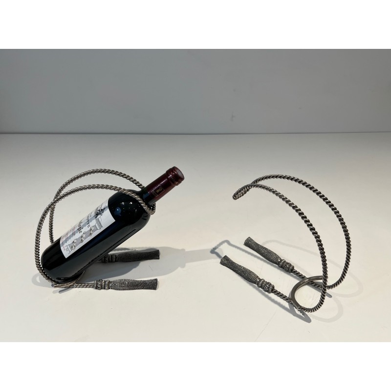 Silver-Plated Rope Bottle Holders | Maria Pergay Style 1970s