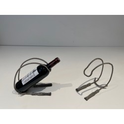 Porte-Bouteilles Métal Argenté Corde | Style Maria Pergay 1970