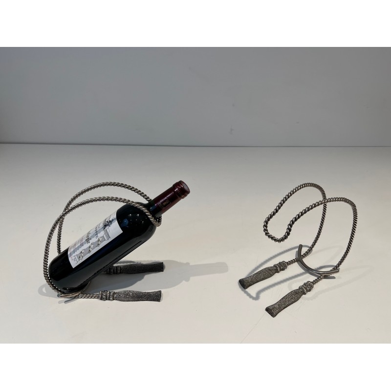 Silver-Plated Rope Bottle Holders | Maria Pergay Style 1970s