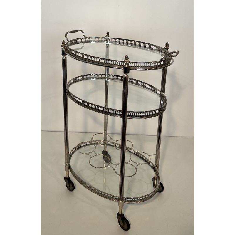 Silver-Plated Bar Cart | Maison Jansen 1950s-1960s Vintage