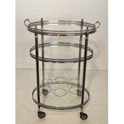 Table Roulante Métal Argenté | Maison Jansen Années 1950-60