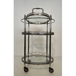 Table Roulante Métal Argenté | Maison Jansen Années 1950-60