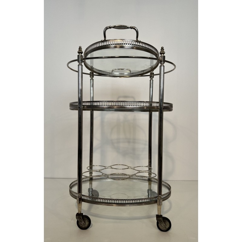 Table Roulante Métal Argenté | Maison Jansen Années 1950-60