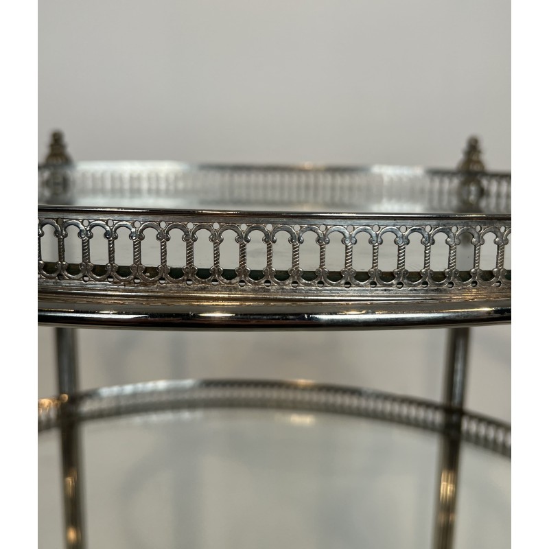 Table Roulante Métal Argenté | Maison Jansen Années 1950-60