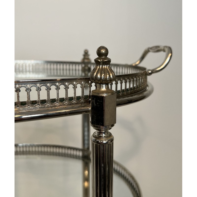 Table Roulante Métal Argenté | Maison Jansen Années 1950-60