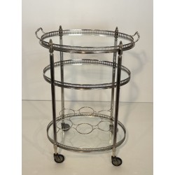 Table Roulante Métal Argenté | Maison Jansen Années 1950-60