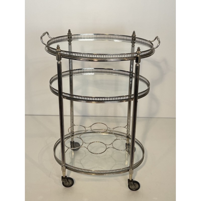 Silver-Plated Bar Cart | Maison Jansen 1950s-1960s Vintage