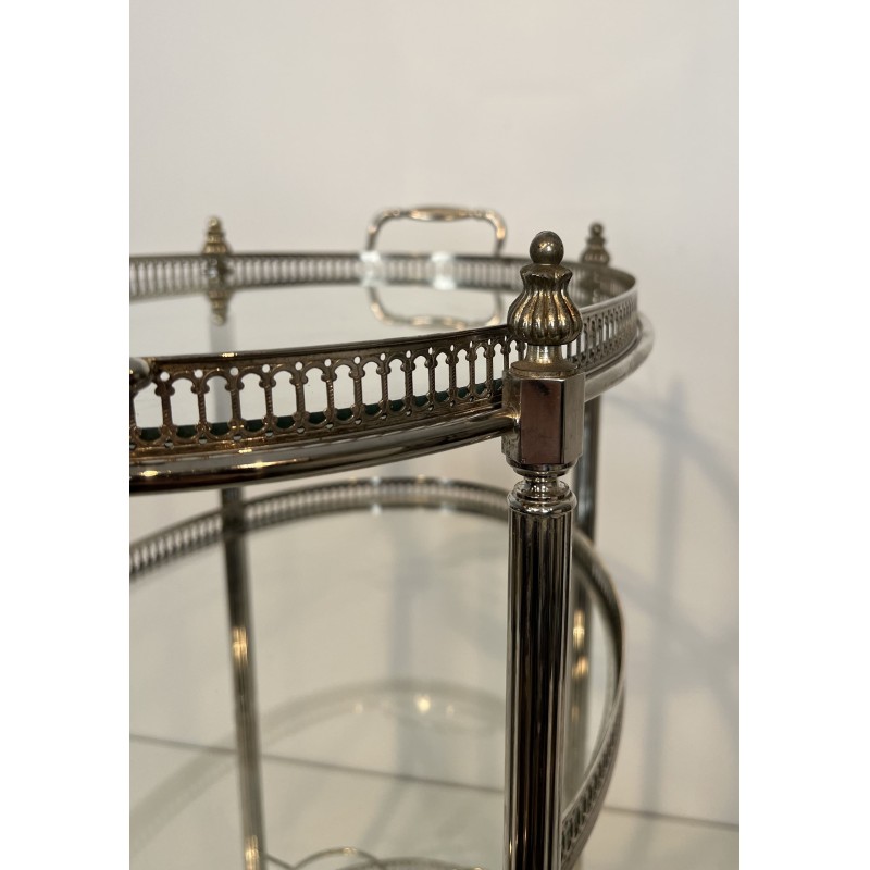 Table Roulante Métal Argenté | Maison Jansen Années 1950-60