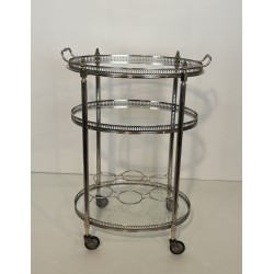 Table Roulante Métal Argenté | Maison Jansen Années 1950-60