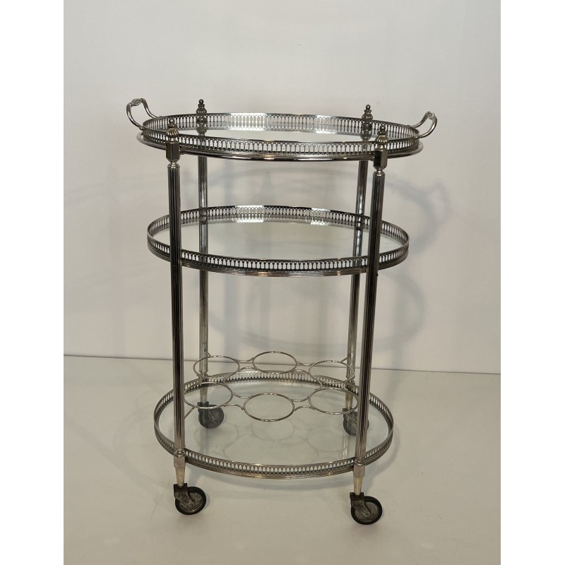 Table Roulante Métal Argenté | Maison Jansen Années 1950-60