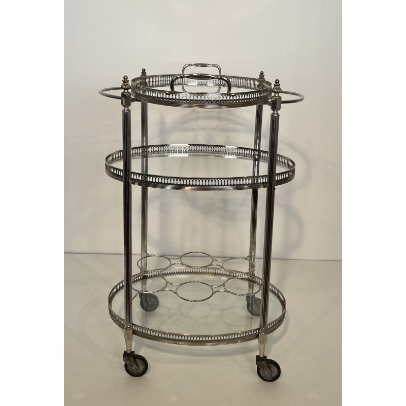 Table Roulante Métal Argenté | Maison Jansen Années 1950-60