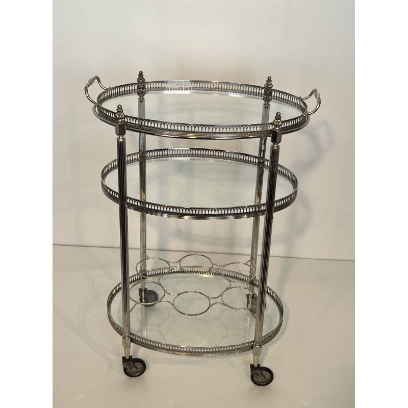 Silver-Plated Bar Cart | Maison Jansen 1950s-1960s Vintage