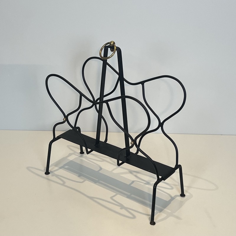 Porte-Revues Métal Laqué & Laiton | Jacques Adnet Années 1950