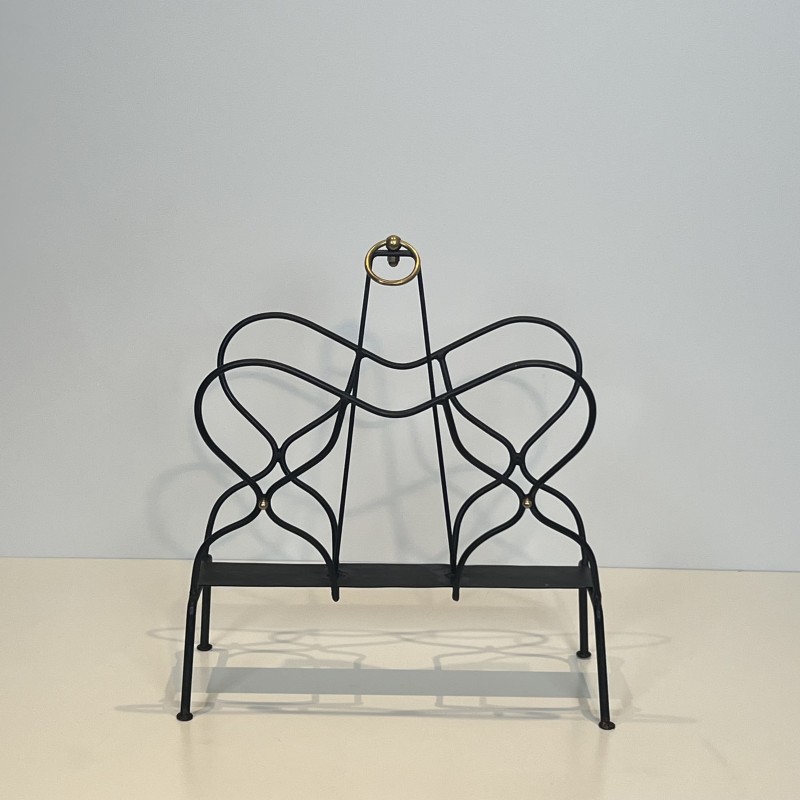 Porte-Revues Métal Laqué & Laiton | Jacques Adnet Années 1950