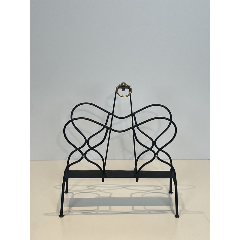 Porte-Revues Métal Laqué & Laiton | Jacques Adnet Années 1950