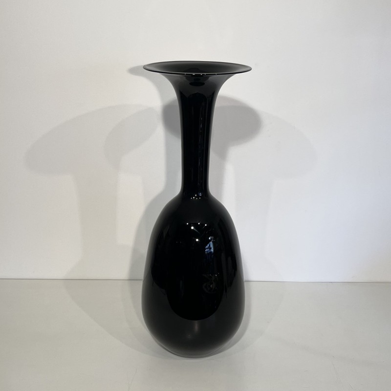 Grand Vase de Sol Porcelaine Noire | Design Minimaliste Années 70-80