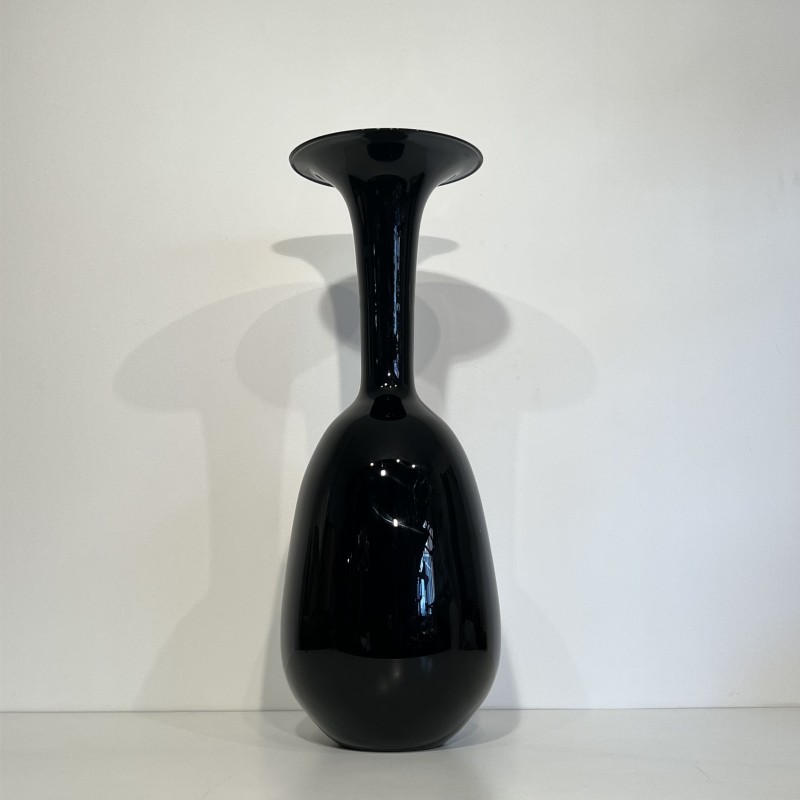Grand Vase de Sol Porcelaine Noire | Design Minimaliste Années 70-80