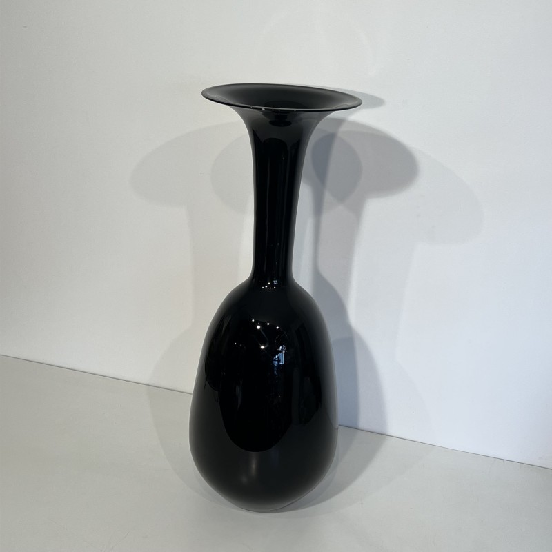 Grand Vase de Sol Porcelaine Noire | Design Minimaliste Années 70-80
