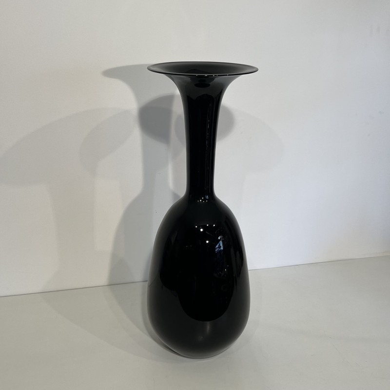 Grand Vase de Sol Porcelaine Noire | Design Minimaliste Années 70-80
