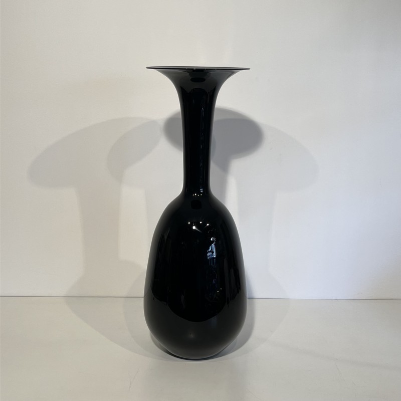 Grand Vase de Sol Porcelaine Noire | Design Minimaliste Années 70-80