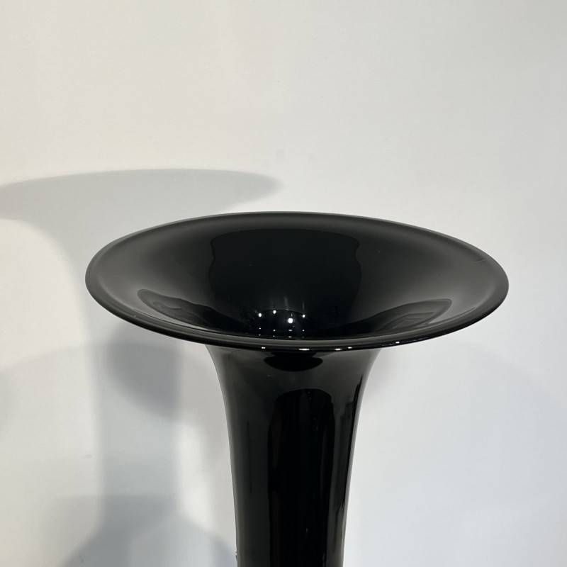 Grand Vase de Sol Porcelaine Noire | Design Minimaliste Années 70-80