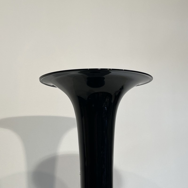 Large Black Porcelain Floor Vase | Minimalist Design 1970s-1980s