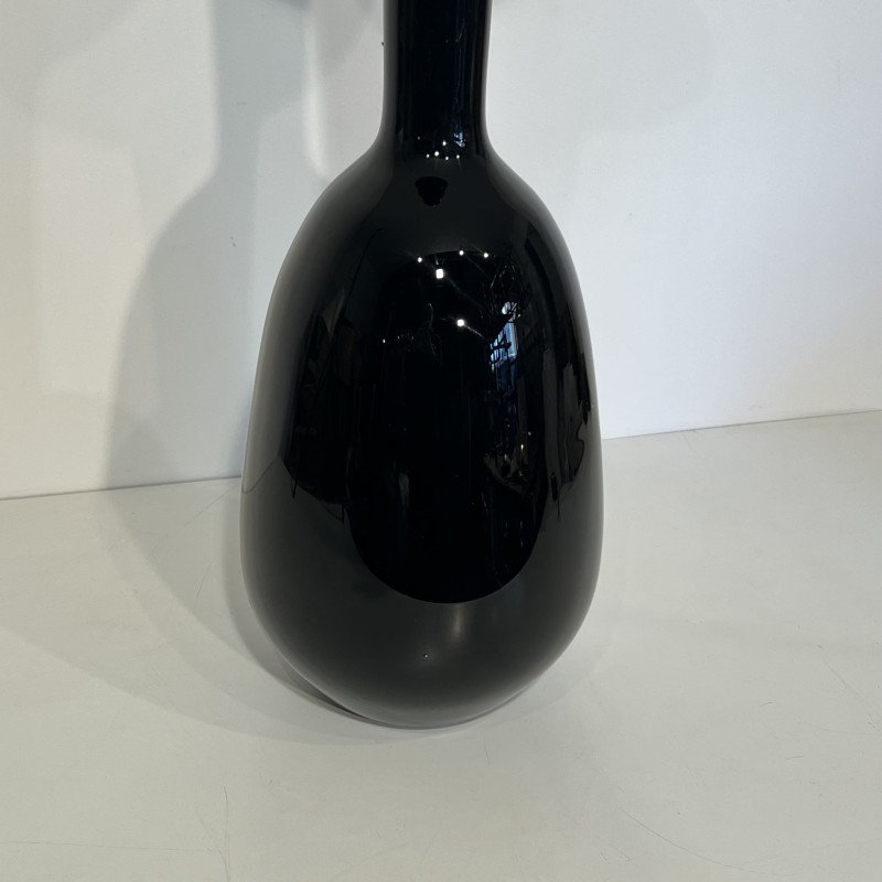 Large Black Porcelain Floor Vase | Minimalist Design 1970s-1980s