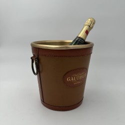 Seau à Champagne Cuir Gauthier | Barware Vintage Années 1970