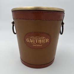Seau à Champagne Cuir Gauthier | Barware Vintage Années 1970