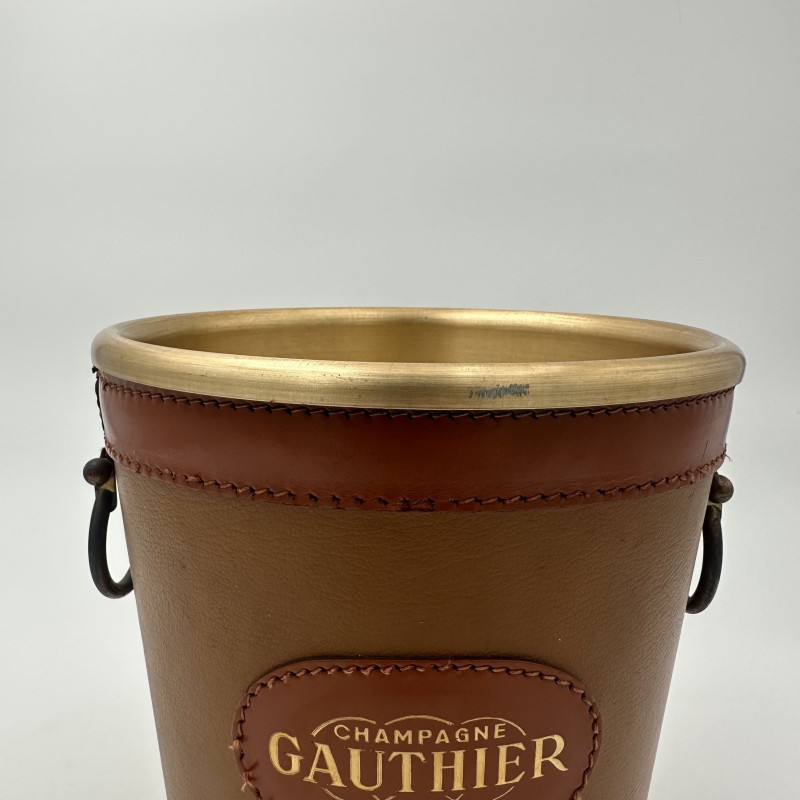Seau à Champagne Cuir Gauthier | Barware Vintage Années 1970