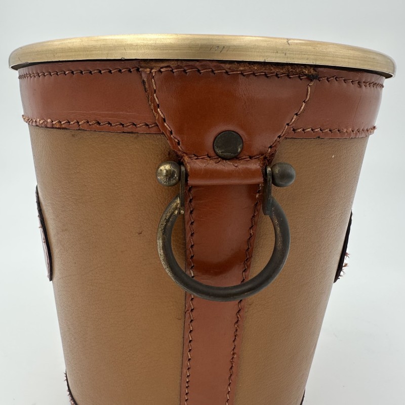 Leather Champagne Bucket Gauthier | Vintage Barware 1970s