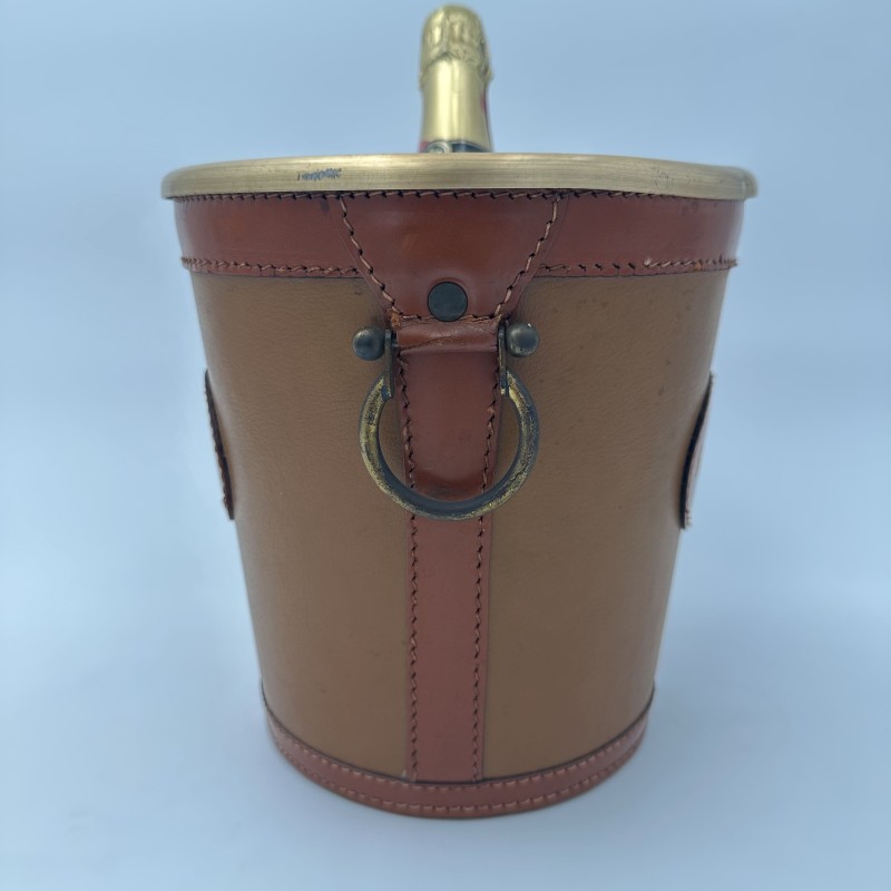 Leather Champagne Bucket Gauthier | Vintage Barware 1970s