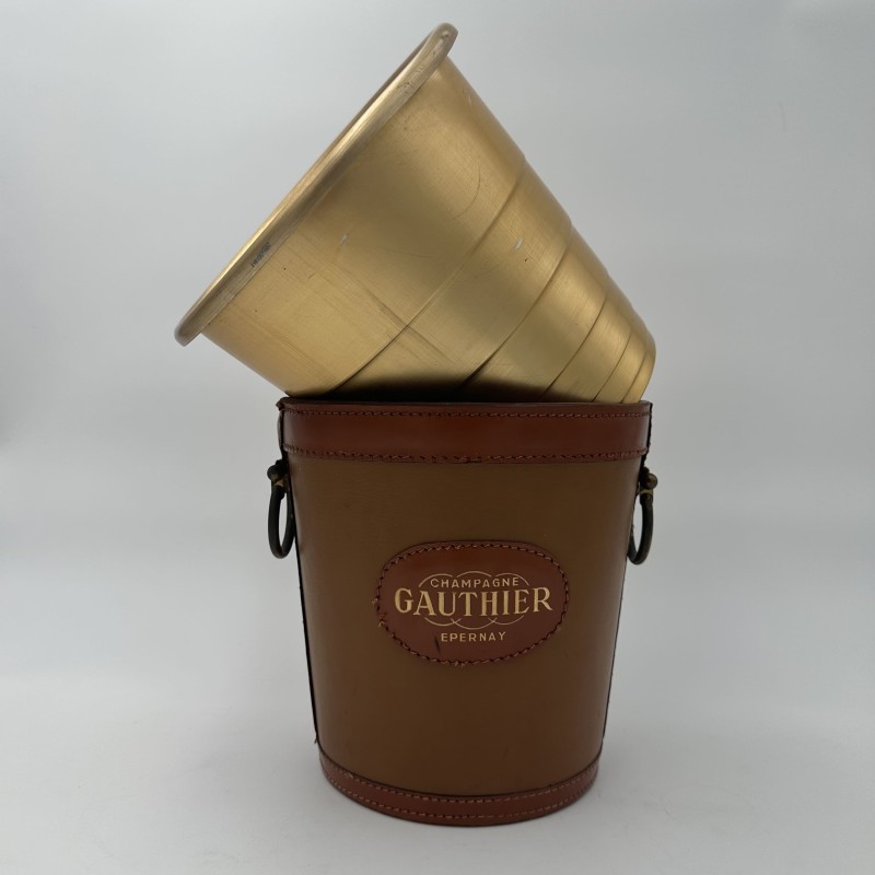 Leather Champagne Bucket Gauthier | Vintage Barware 1970s