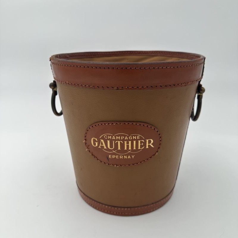 Leather Champagne Bucket Gauthier | Vintage Barware 1970s