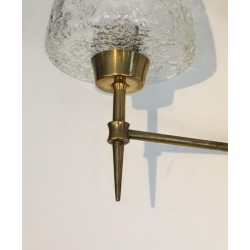 Paire d'appliques en Bronze à réflecteurs en Verre Travaillé. Stilnovo