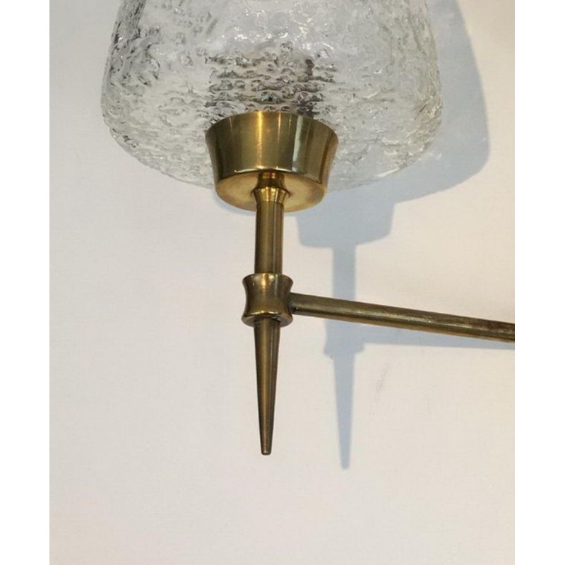 Paire d'appliques en Bronze à réflecteurs en Verre Travaillé. Stilnovo