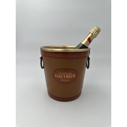 Seau à Champagne Cuir Gauthier | Barware Vintage Années 1970