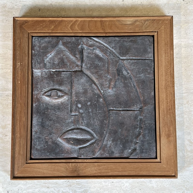 Modernist Cubist Ceramic Plaque | 1970s Vintage Wall Art