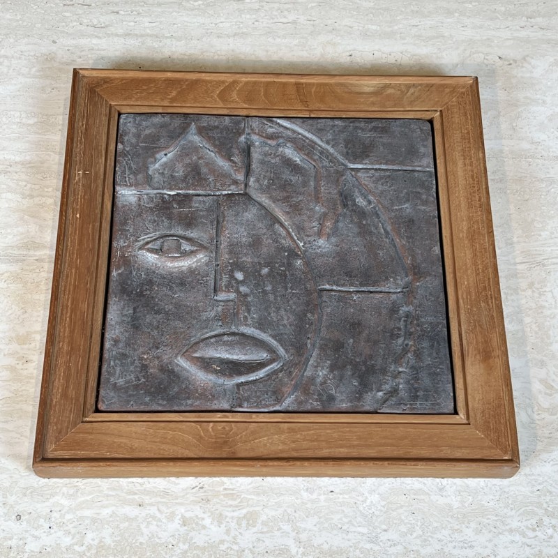 Modernist Cubist Ceramic Plaque | 1970s Vintage Wall Art