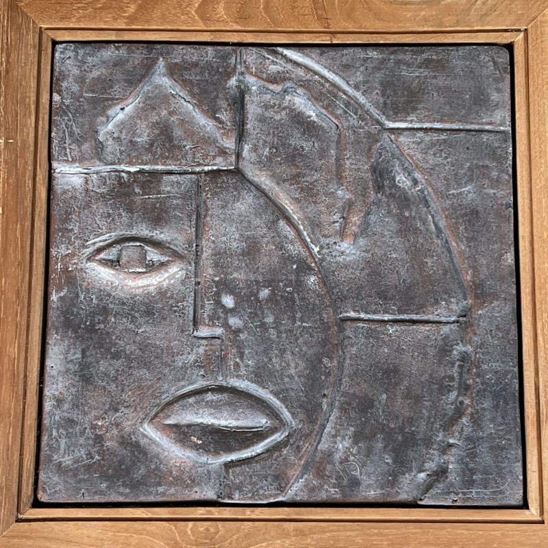 Modernist Cubist Ceramic Plaque | 1970s Vintage Wall Art