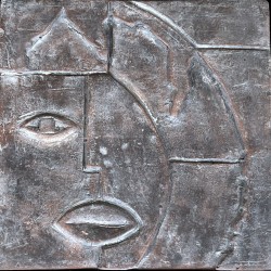 Modernist Cubist Ceramic Plaque | 1970s Vintage Wall Art