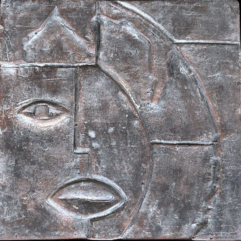 Modernist Cubist Ceramic Plaque | 1970s Vintage Wall Art