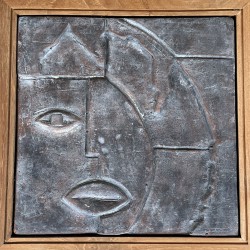Modernist Cubist Ceramic Plaque | 1970s Vintage Wall Art