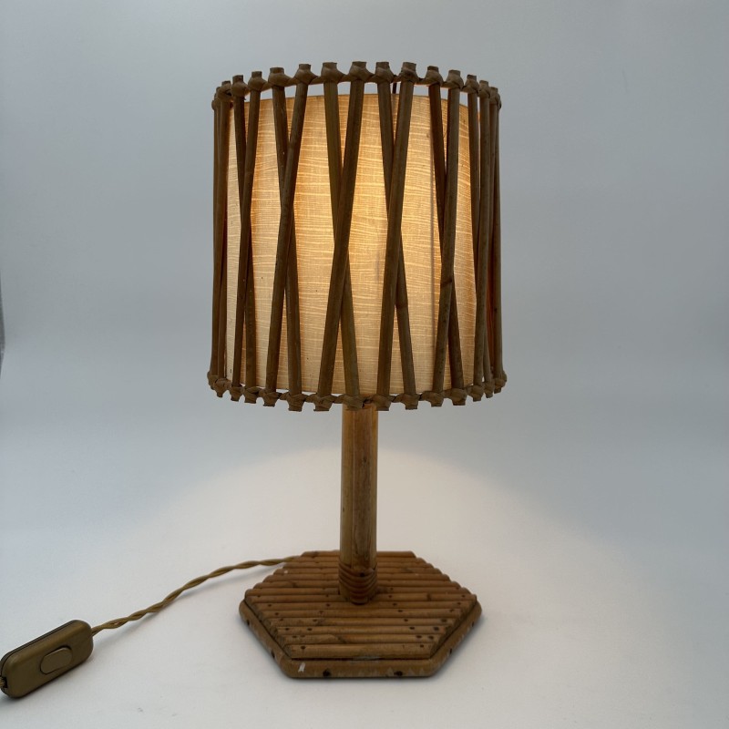 Louis Sognot Rattan Lamp | 1950s Vintage French Riviera Lighting
